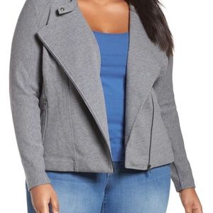 Sejour Ottoman Knit Gray Moto Jacket, Sz 22